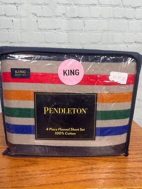 Pendleton Multicolor Striped Yellowstone Striped Flannel Cotton Sheet Set King